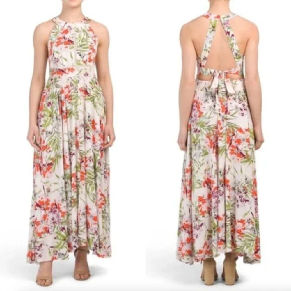 Abel the Label NEW Vienna Orchid Halter Neck Floral Maxi Dress / Size XS / NWT